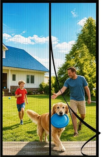 Mosquitera Puerta Magnetica 80x200CM, Cortinas Antimoscas Puerta Exterior con Iman, Cortina Contra Mosquitos con Imanes, Cortinas Antimosquitos para Puertas Exteriores, Fly Curtains for Door(Negro)