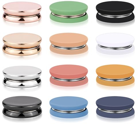 12 Piezas Hijab Imanes, Fuertes, Imanes Hijab Multiusos Coloridos Cierre Magnético para Bufanda Broche Hijab Botones de Pasadores Hijab para Mujer Ropa Vestido Bufandas (Mate+Chapado)