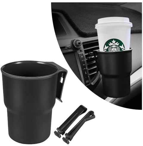 Hanging Cup Holder with 2 Kinds of Hooks,Multi-Function Car Cup Holder Organizer Car Trash Can on Air Vents or Car Window Cup Holder for Drinks,Glasses Holder,Pen (Black)