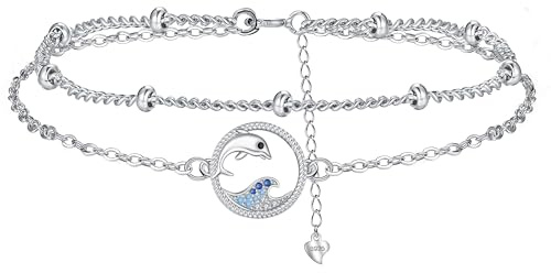 BerriBling Bracciale Delfini Donna Argento Sterling 925 Bracciale Wave | Simbolo di Amore e Pace | Antiallergici - Regolabile |16cm+4cm|