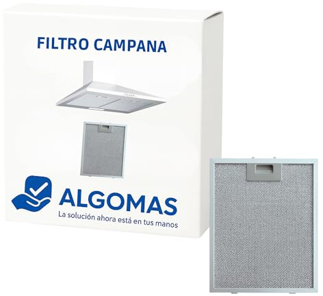 ALGOMAS® Filtro Campana Extractora Metálico 26x32 cm | Repuesto Compatible CATA 2800905 | Retiene Grasa y Olores | Protege el Motor | Recambio Lavable de Cocina