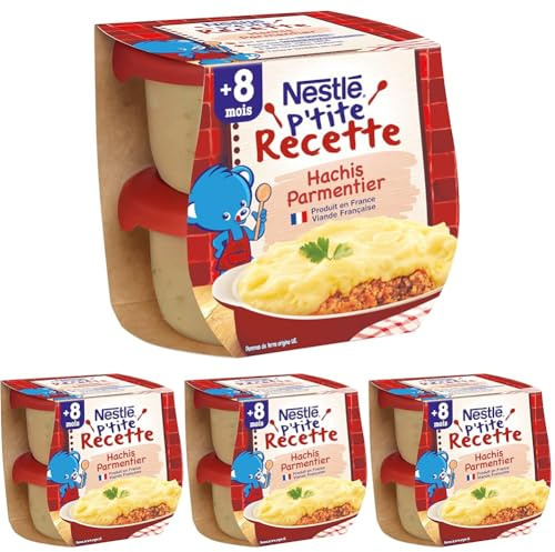 Nestlé Bébé - P'tite Recette - Petits Pots Bébé - Hachis Parmentier - Dès 8 mois - 2x200g (Lot de 4)