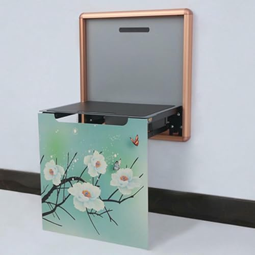 YYLMKMFC Banco de Zapatos Plegable montado en la Pared, Taburete for Cambiar Zapatos Invisible de aleación de Aluminio con Mural, Silla Plegable Oculta for Entrada(C,Rose Gold)
