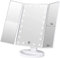 Infitrans Specchio con Luce,Specchi da Tavolo con Touch Screen Tri-Fold, ingrandimento 1x / 2X / 3X e Caricatore USB o Wireless, Luce LED Regolabile a 180 ° per Il banco da Viaggio (Bianca)