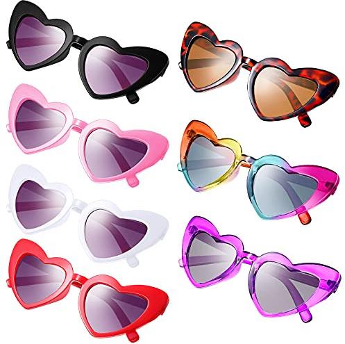 Frienda 7 Pairs Kids Sunglasses Heart Shaped for Girls, Toddler Glasses Vintage Sunglasses for Beach Holiday Party