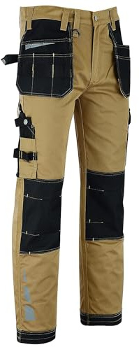MS9 Mens Work Cargo Combat Holster Pockets Tactical Working Work Trouser Trousers Pants Jeans Khaki