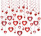 LANMOK 38pcs Heart Hanging Decorations Valentine's Day Decors Includes 20pcs Hollow Heart & 18pcs Hanging Heart Swirls for Valentine's Day Wedding Anniversary Engagement Bridal Shower