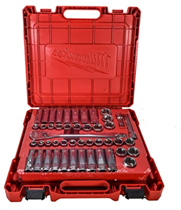 Milwaukee 48-22-9010 47-Piece 1/2 in. Drive Metric and SAE Ratchet and Socket Set with FOUR FLAT Sides