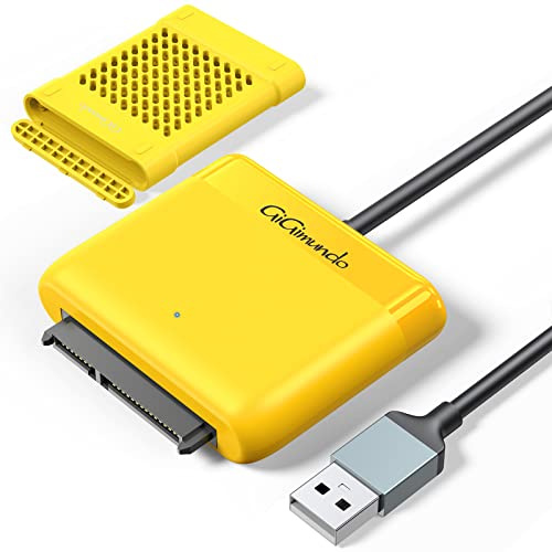 GiGimundo Adattatore da USB 2.0 a disco rigido per HDD da 2.5, supporta UASP con 2.5 pollici, custodia protettiva in silicone giallo, 1 m (GM1-2AB)