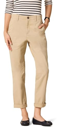 Amazon Essentials Pantalones Chinos de Tiro Alto, Ajuste Regular, Largo hasta el Tobillo y Pierna Ajustada Mujer, Bronceado, 40-42