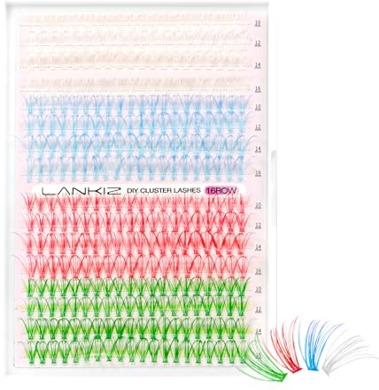 Lot de 320 cils individuels colorés LANKIZ individuels 20D C Curl 10-16 mm Mélange 0,07 grappe Cils artificiels DIY pour extensions de cils individuels Cils colorés à la maison