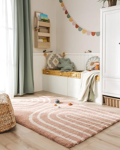 benuta Lytte Barnmatta Gobi – rosa 80 x 150 cm – konstfiber – rektangulär och i stil: Barnmotiv, Scandi Living – Lättskött för barnrum, vardagsrum, sovrum