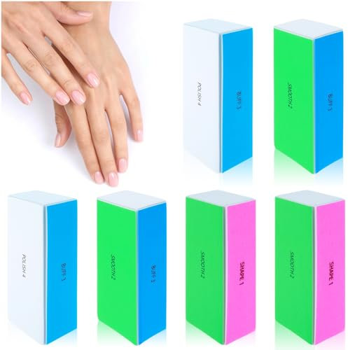 ElevateTech Blocco di 6 lime per unghie a 4 livelli, rimuove i bordi e crea istantaneamente una lima per unghie professionale, lucidante per modellare e lucidare le unghie