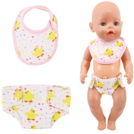 PRAOFRT 2-teiliges Set Puppenzubehör Puppenwindelnfür 36 cm Puppen windeln puppe kleidung Babyspeicheltücher,puppen wickeltasche(B)