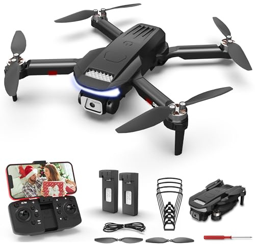 Wipkviey B15 Drones con Cámara 4K HD-para Adultos y Principiantes, Quadcopter RC con Motores Sin Escobillas, Nivel 5 de Resistencia al Viento, Transmisión 5G FPV y 2 Baterías (30 Minutos de Vuelo)