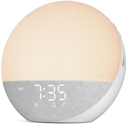 Hiromeco Tageslichtwecker White Noise Machine: Natürliches Wecklicht mit Bluetooth - 25 Naturgeräuschen - RGB Nachtlicht für Erwachsene Kinder im Schlafzimmer