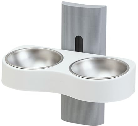 Double Bowl Cats Feeding Watering Space Saving Wall Mounted Eatting Watering For Indoor Feeding Drinking Pet Water Feeders Bottle Pet Water Feeders Dispenser