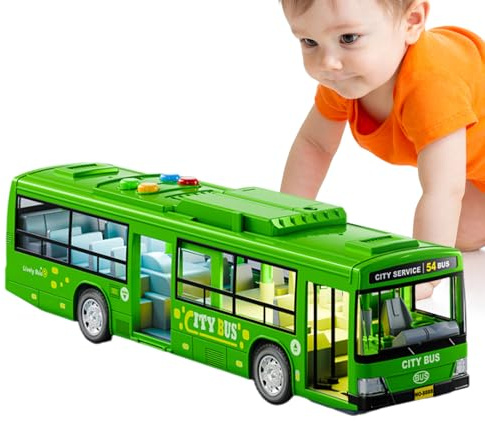 Generisk elektrisk stadsbuss leksak, buss rollspel, elektrisk pedagogisk byst, barn lekbilar öppna dörrar, rolig interaktiv, leksaksbuss för och flickor