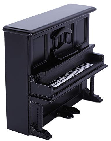 CFTGIW 1:12 Maison de Poupée Miniature Bois Piano Jouet Maison de Poupée Décoration AccessoiresNoir 1 Miniature Appropriée de Grande Scène Simulation Vie Votre Décoration de Jouet de (Piano-Noir)