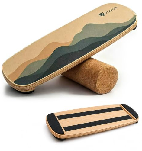 FunLife Balance Board in Legno di Betulla ALPINE - Allenamento di Equilibrio Stabile per Core Training, Fitness & Bilanciamento, Antiscivolo & Durevole, fino a 150 kg