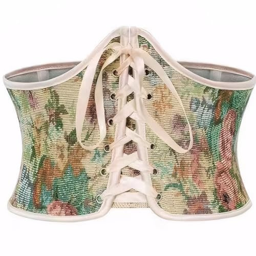 Odoukey Cinturón de corsé con estampado de flores de tamaño L para mujer, corsé de cintura renacentista con cremallera suave y cómodo para vestidos de fiesta de Navidad Camisas