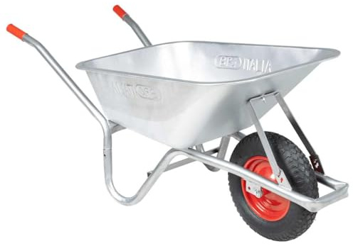 Kaloriko Carretilla de 90 l de capacidad, 150 kg, acero galvanizado y plástico con neumáticos de aire y asa para jardín, transporte, obras, patio y uso al aire libre