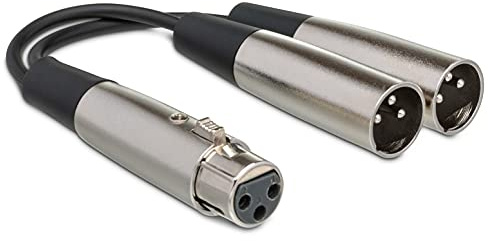 Hosa YXM-121 XLR3F to Dual XLR3M Y Cable, 6 inch