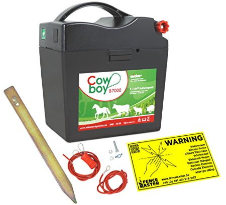 Eider 10386-000 Weidezaungerät Cowboy B 7000, 9 V Jemals zuvor-0,45 J, 11.500 V Schlagpower-Unser stärkstes Batteriegerät, Schwarz