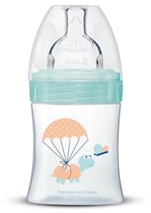 Dodie - Biberon Anti-Colique Sensation+, Vert Air, 150ml, 0-6 mois, Tétine Plate, Débit 1