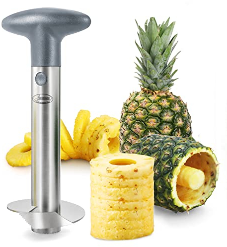 Newness Acciaio Inossidabile Ananas Affettatrice, Ananas Professionale Ananas Core Remover Strumento per la Casa e la Cucina con Lama Affilata, Grigio