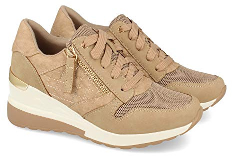 Zapatilla para Mujer, con Cuna, Cremallera de Adorno, y Cierre de Cordones, Primavera Verano 2021