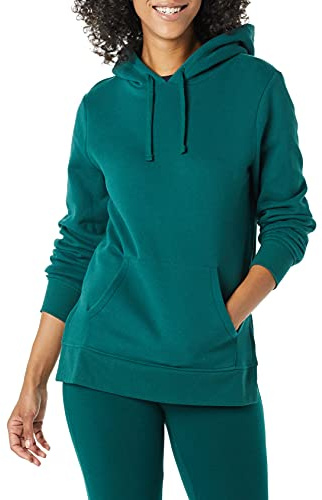 Amazon Essentials Sweat tunique à capuche en polaire Femme, Vert Foncé, XL