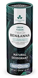 BEN & ANNA Green Fusion - Desodorante en barra natural para hombre y mujer, vegano y cosmética natural, sostenible en tubo de papel, contra la sudoración intensa, sin aluminio (40 g (1 unidad), té