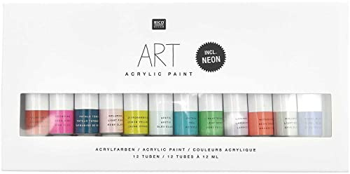 Rico Design Art Künstler Acrylfarben-Set Fashion - 12 Farben je 12 ml Tuben - Malfarbe für Anfänger und Profikünstler
