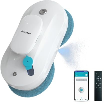 Mamibot W110-P Robot limpiacristales, lavacristales automático con anticaída, aplicación y Mando a Distancia, para Limpieza de Cristales, Espejos, Azulejos, 12 paños (Blanco)