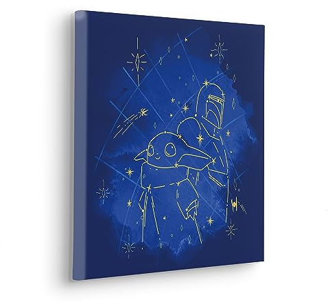 Komar Komar Tableau sur châssis – La constellation Mandalorian Grogu – Dimensions : 40 x 40 cm – Image murale pour chambre d'enfant