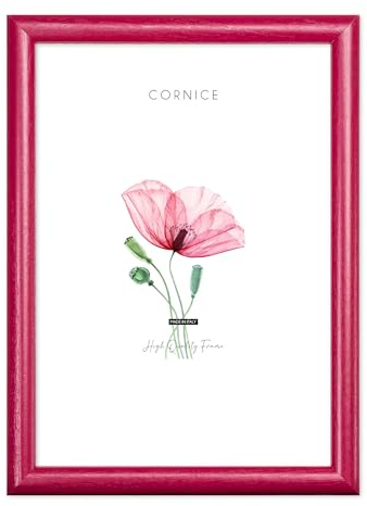 Lupia - Cornice portafoto in Legno da Parete PIATTINA Fucsia, per Foto, Stampe artistiche, Poster, Quadri Moderni 40x50 cm