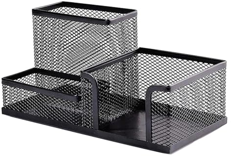 Kaizuca Stiftehalter aus Drahtmetall, Büro Stiftehalter, Stifte Organizer, Quadrat, Metallgeflecht, für Büroaufbewahrung, Schminktisch (Schwarz)