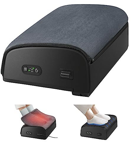 COMFIER Foot Rest with Heat Under Desk for Home Office Use, Foot Warmer, Adujtsable Ergonomic Foot Stand, Gaming Desk Footstool, Memonry Foam Support Cushion for Back, Gifts for Women Men