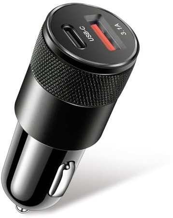 USB C Car Charger, 15W Lighter Usb Charger 12V USB Socket Dual Port PD 15W/3.1A Fast Charge Cigarette Lighter Adapter with LED for iPhone 15/14 Pro Max, Samsung Galaxy S23/S22, iPad, Xiaomi etc