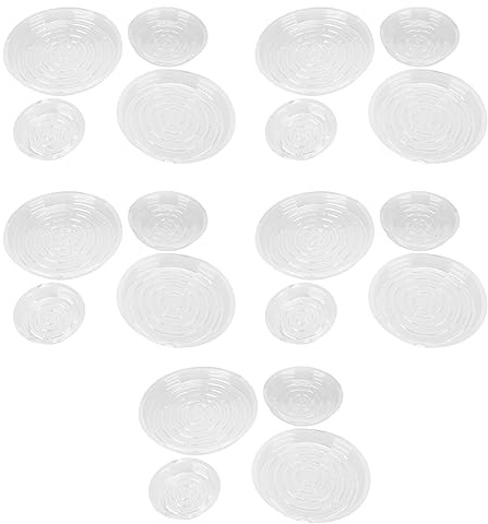 Masyrt 20 stycken underlägg för växter, 15,2 cm, 20,3 cm, 25,4 cm, 30,5 cm, robust plast, transparent, för blomkrukor, droppskål för inomhus och utomhus