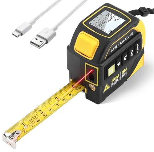 Cinta Métrica Digital 4 en 1 con Láser, Medidor Láser 100m con Bluetooth, CAD, Nivel Electrónico, Cinta Métrica 5m, para Distancia, Área, Volumen, Dibujo Inteligente, para Construcción, Carpintería