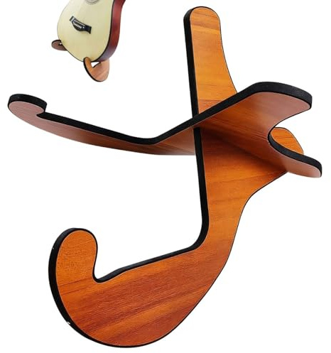 Lyivisk Supporto per chitarra in legno, pieghevole, design X, in robusto compensato con imbottitura in schiuma, universale, per chitarra acustica, chitarra elettrica, basso, salvaspazio