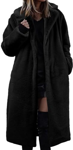 Generisch Manteau d'hiver pour femme en fausse fourrure résistante avec col de costume élégant et doublure en polaire chaude pour un look tendance