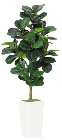5FT Faux Fiddle Leaf Fig Tree â Realistic Artificial Ficus Lyrata with Sturdy Ceramic Pot, Low-Maintenance Floor Plant for Living Room, Bedroom & Corner Decor