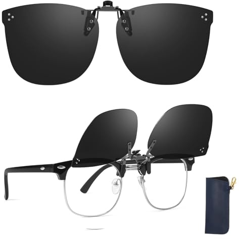 TJUTR Polarised Flip-Up Clip On Sunglasses Over Prescription Glasses
