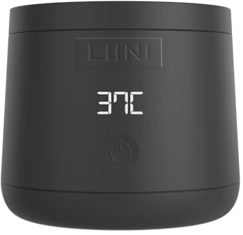 LIINI® 4.0 PRO Flaschenwärmer mit Akku, 75W, schwarz – IP66 staub- & strahlwassergeschützt, 4 Stufen 37/40/45/50°C, Akku 15.000 mAh, unterwegs & zuhause, USB-C Alu-Kabel 150 cm, BPA-frei, CE/RoHS