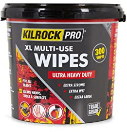 KilrockPro Multi-Use XL Wipes x 300 - Cleans sealant, paint and more - Suitable for tools, hands and virtually any surface, Black