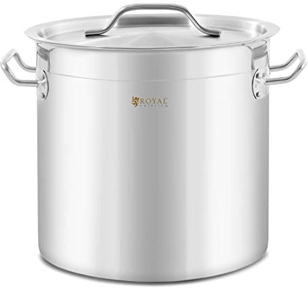 Royal Catering Marmite À Induction 12 L - Ø 25 cm (Pour plaques à induction, à gaz, électriques et bien d'autres., Casserole et couvercle en inox)