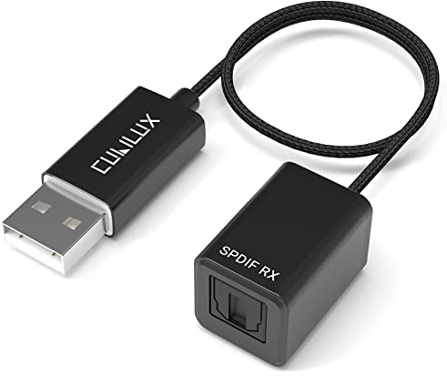 Cubilux SPDIF zu USB A Eingang Adapter [NUR für Stereoaufnahmen, Nicht für die Audiowiedergabe] USB Optischer Line-in Dongle, Toslink zu USB-Empfänger für Mac PC Laptop Computer Dell